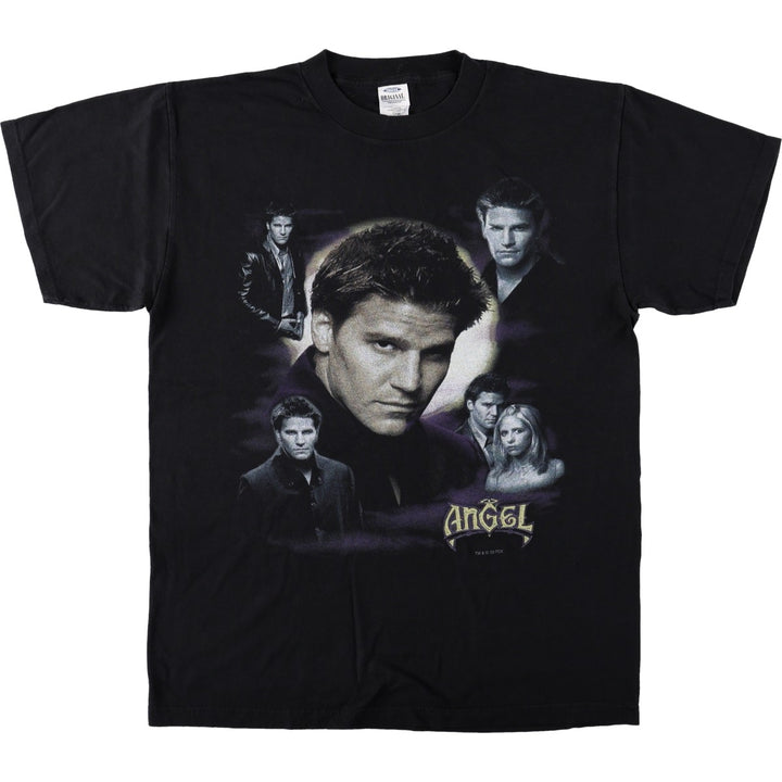 2000'S Tultex ANGEL Buffy the Vampire Slayer movie T-shirt, men's size L (approx.) cotton black type Vintage Second Hand