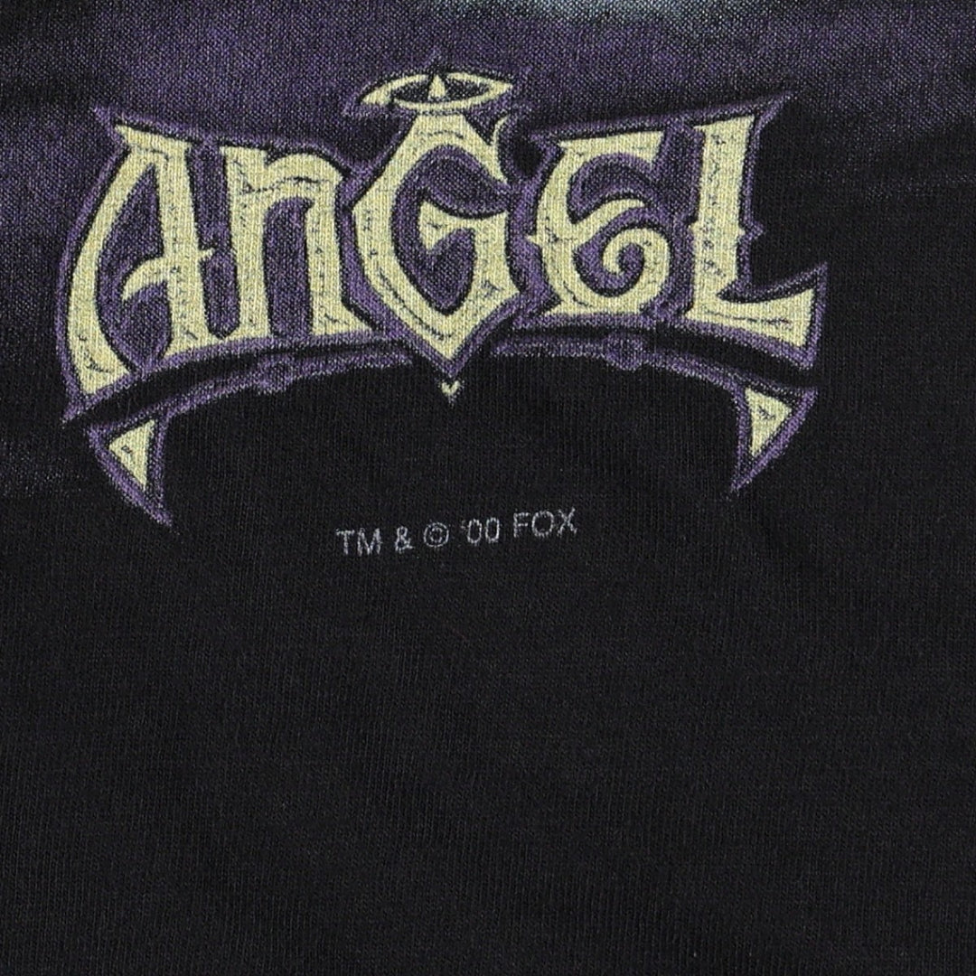 2000'S Tultex ANGEL Buffy the Vampire Slayer movie T-shirt, men's size L (approx.) cotton black type Vintage Second Hand