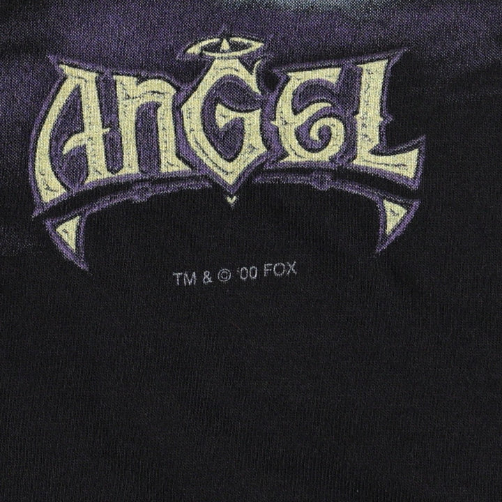 2000'S Tultex ANGEL Buffy the Vampire Slayer movie T-shirt, men's size L (approx.) cotton black type Vintage Second Hand
