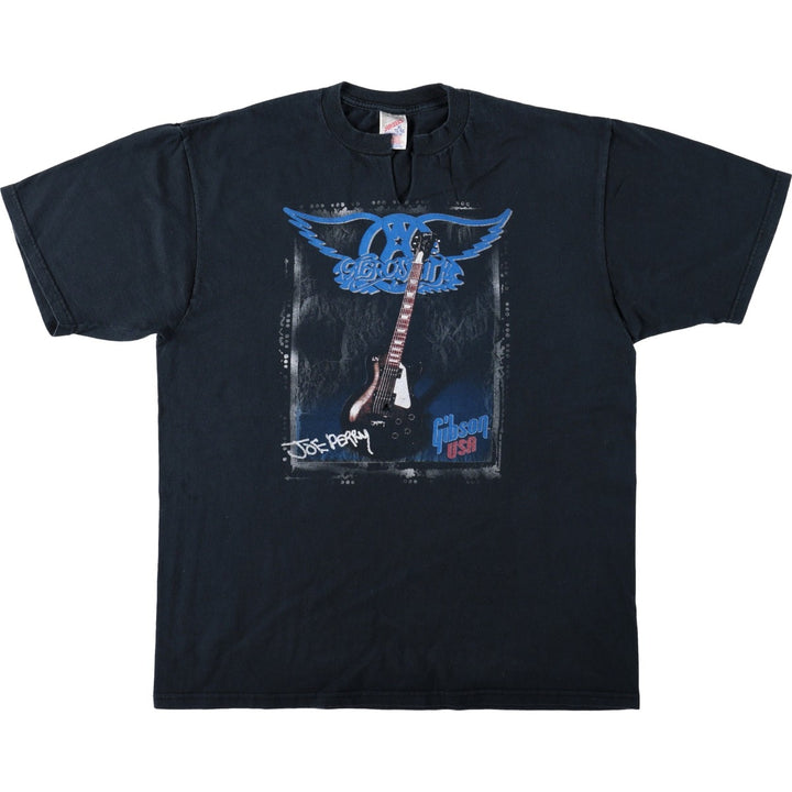 90'S JERSEY'S AEROSMITH Slit Neck Band T-Shirt, Made in USA, Men's XL (approx.) Vintage cotton black type Vintage Second Hand