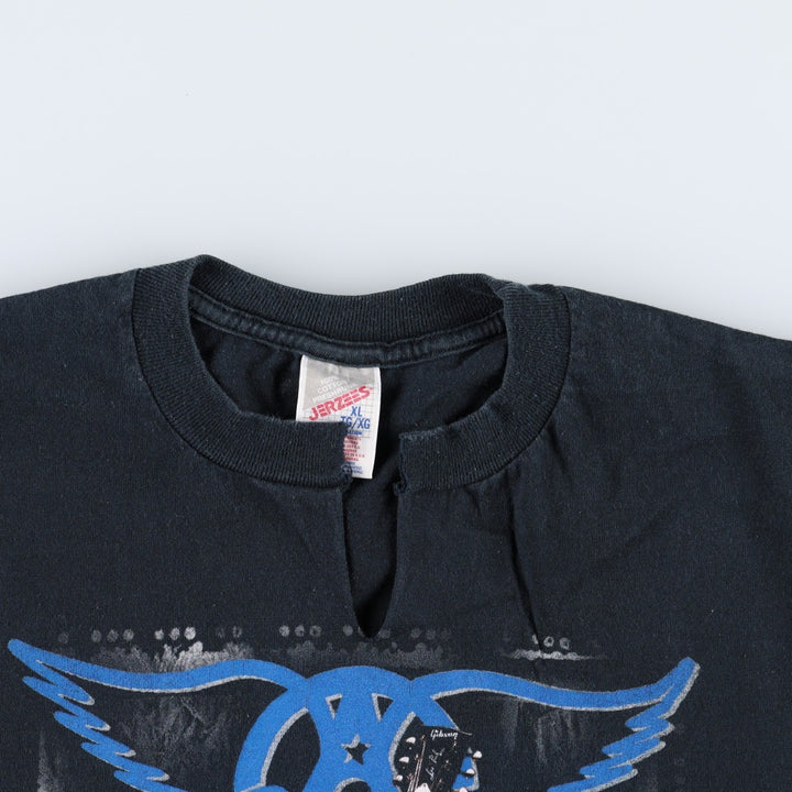 90'S JERSEY'S AEROSMITH Slit Neck Band T-Shirt, Made in USA, Men's XL (approx.) Vintage cotton black type Vintage Second Hand