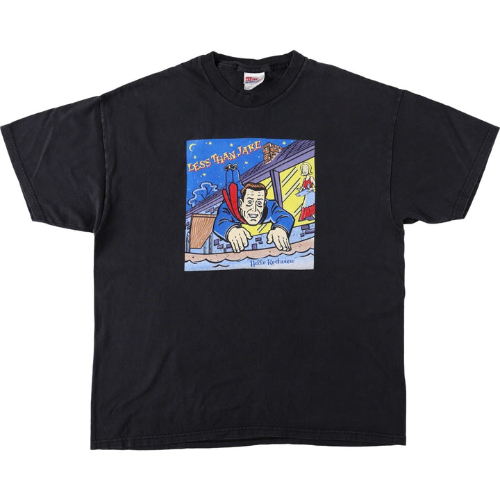 90s-00'S Hanes LESS THAN JAKE band t-shirt, men's size XL. cotton black type Vintage Second Hand