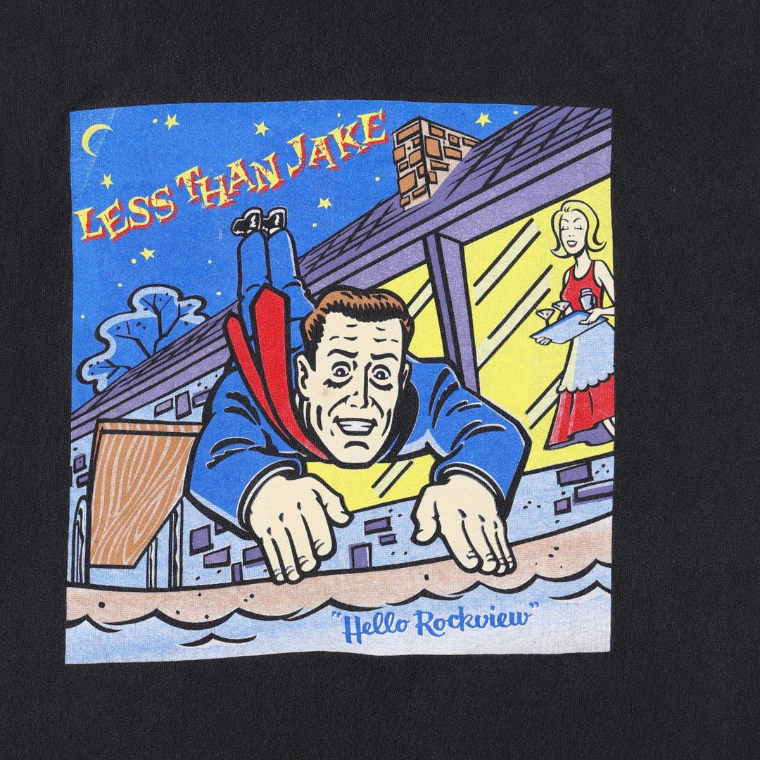 90s-00'S Hanes LESS THAN JAKE band t-shirt, men's size XL. cotton black type Vintage Second Hand