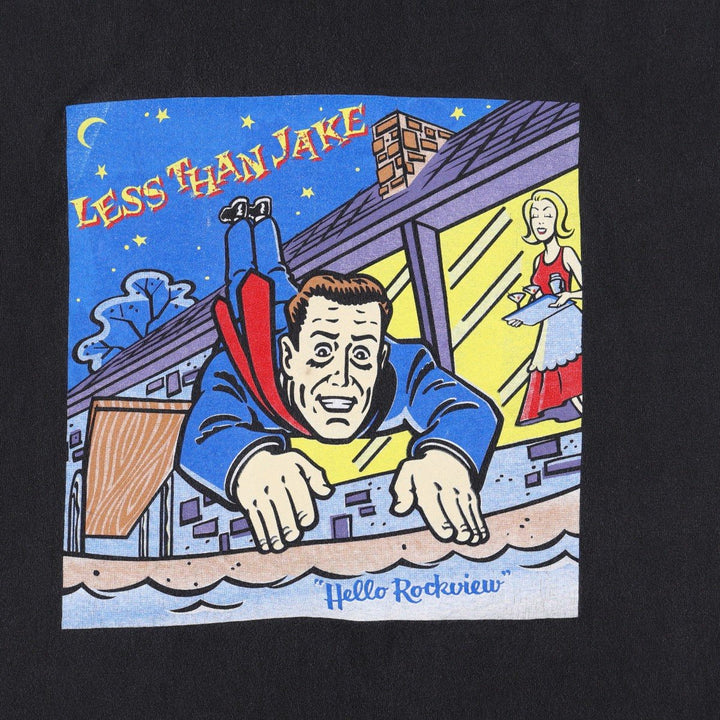 90s-00'S Hanes LESS THAN JAKE band t-shirt, men's size XL. cotton black type Vintage Second Hand