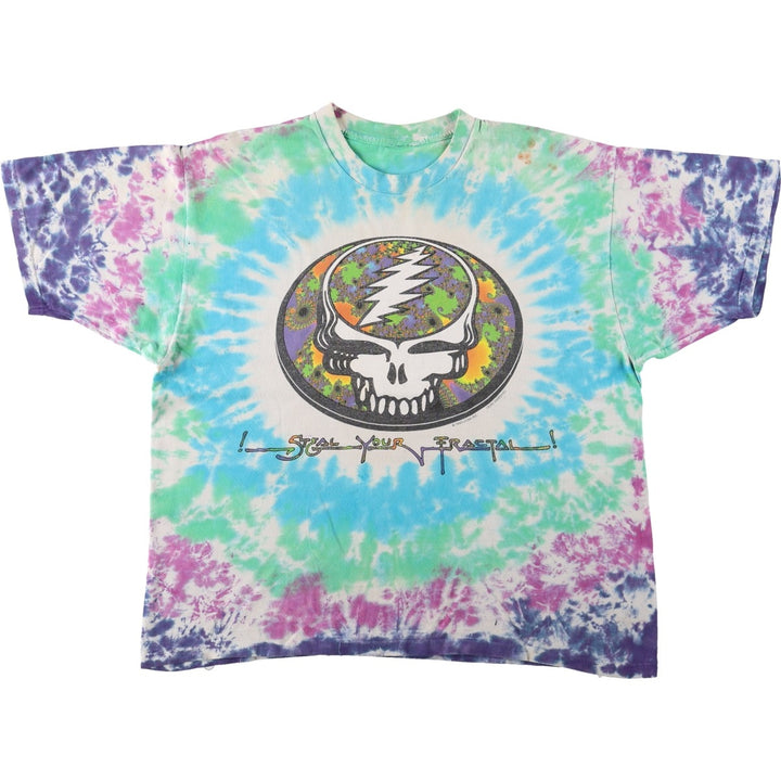 90'S Grateful Dead Skull Pattern Tie-Dye Band T-Shirt, Men's Size L (approx.), Vintage unclear Blue type light blue Vintage Second Hand