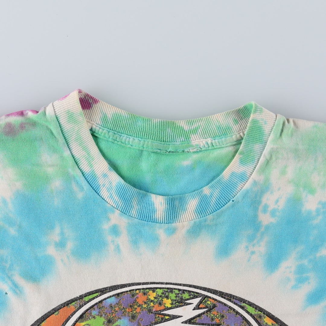 90'S Grateful Dead Skull Pattern Tie-Dye Band T-Shirt, Men's Size L (approx.), Vintage unclear Blue type light blue Vintage Second Hand