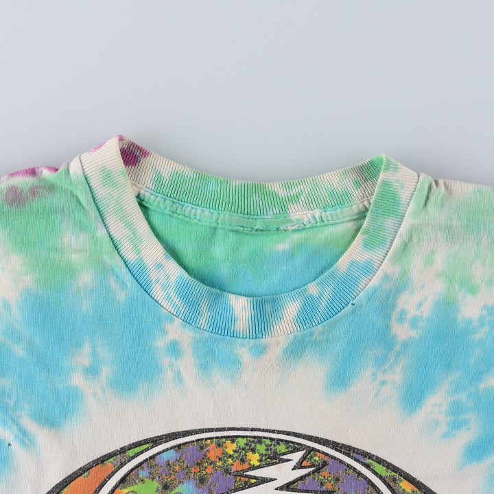 90'S Grateful Dead Skull Pattern Tie-Dye Band T-Shirt, Men's Size L (approx.), Vintage unclear Blue type light blue Vintage Second Hand