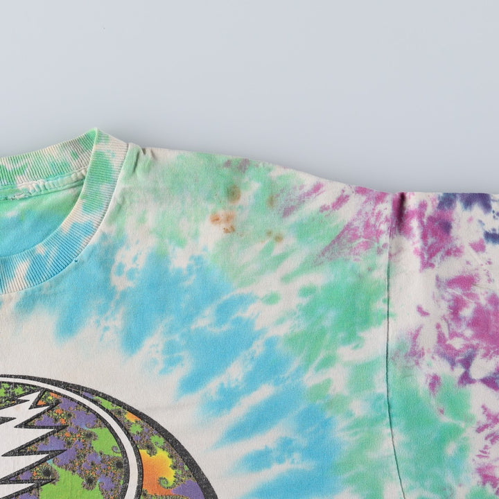 90'S Grateful Dead Skull Pattern Tie-Dye Band T-Shirt, Men's Size L (approx.), Vintage unclear Blue type light blue Vintage Second Hand