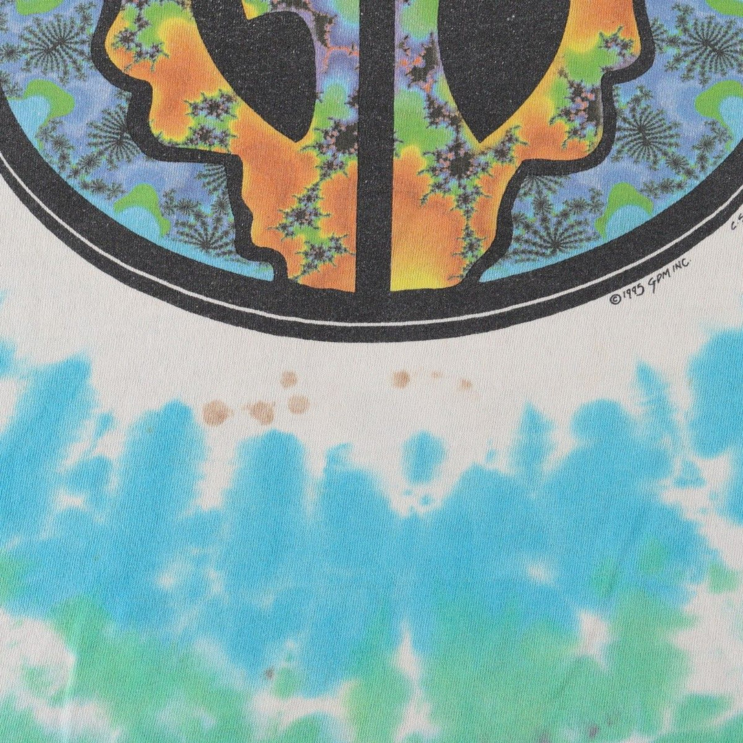 90'S Grateful Dead Skull Pattern Tie-Dye Band T-Shirt, Men's Size L (approx.), Vintage unclear Blue type light blue Vintage Second Hand