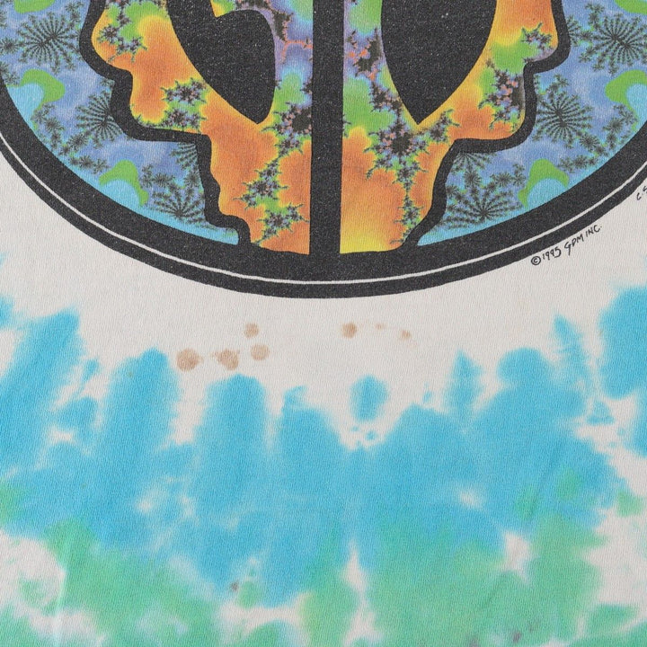 90'S Grateful Dead Skull Pattern Tie-Dye Band T-Shirt, Men's Size L (approx.), Vintage unclear Blue type light blue Vintage Second Hand