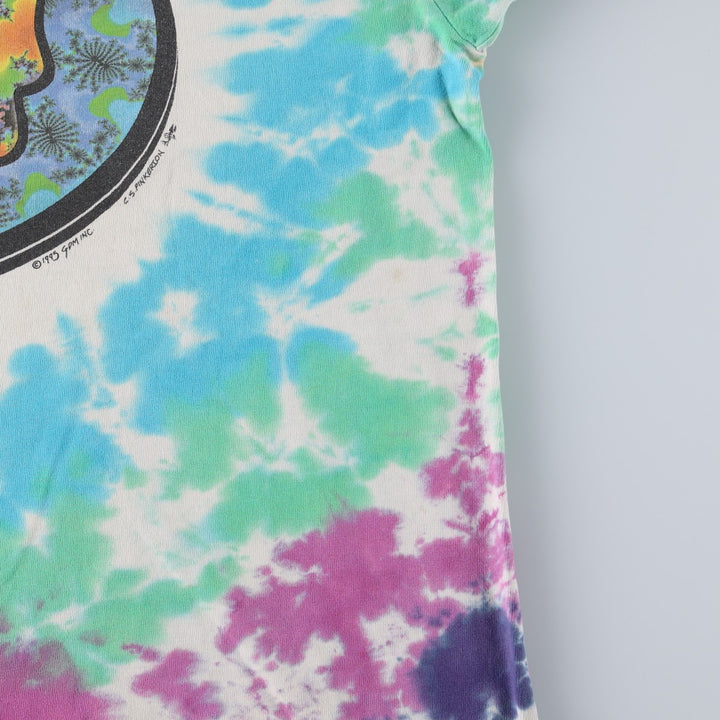 90'S Grateful Dead Skull Pattern Tie-Dye Band T-Shirt, Men's Size L (approx.), Vintage unclear Blue type light blue Vintage Second Hand