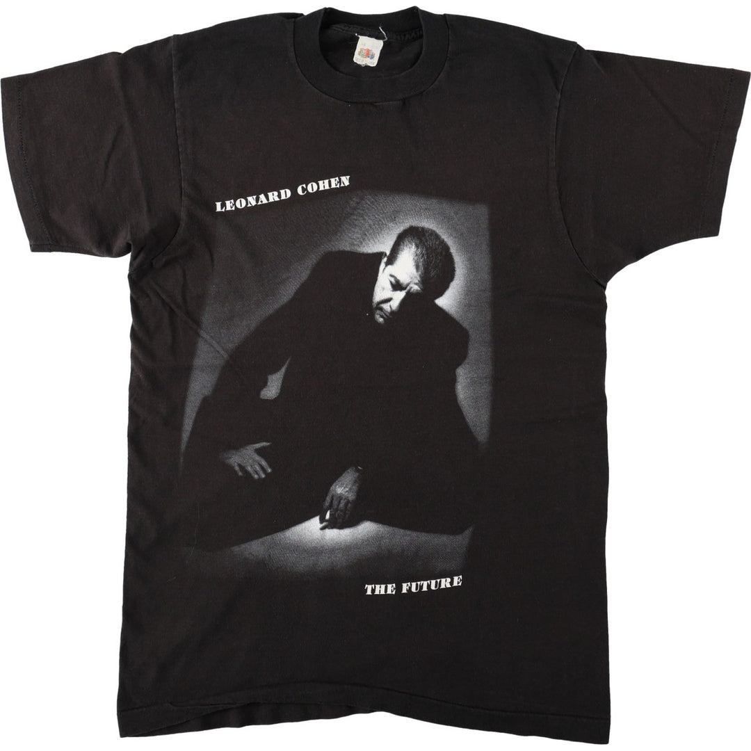 90'S Leonard Cohen album The Future band t-shirt, men's size L equivalent, vintage. cotton black type Vintage Second Hand