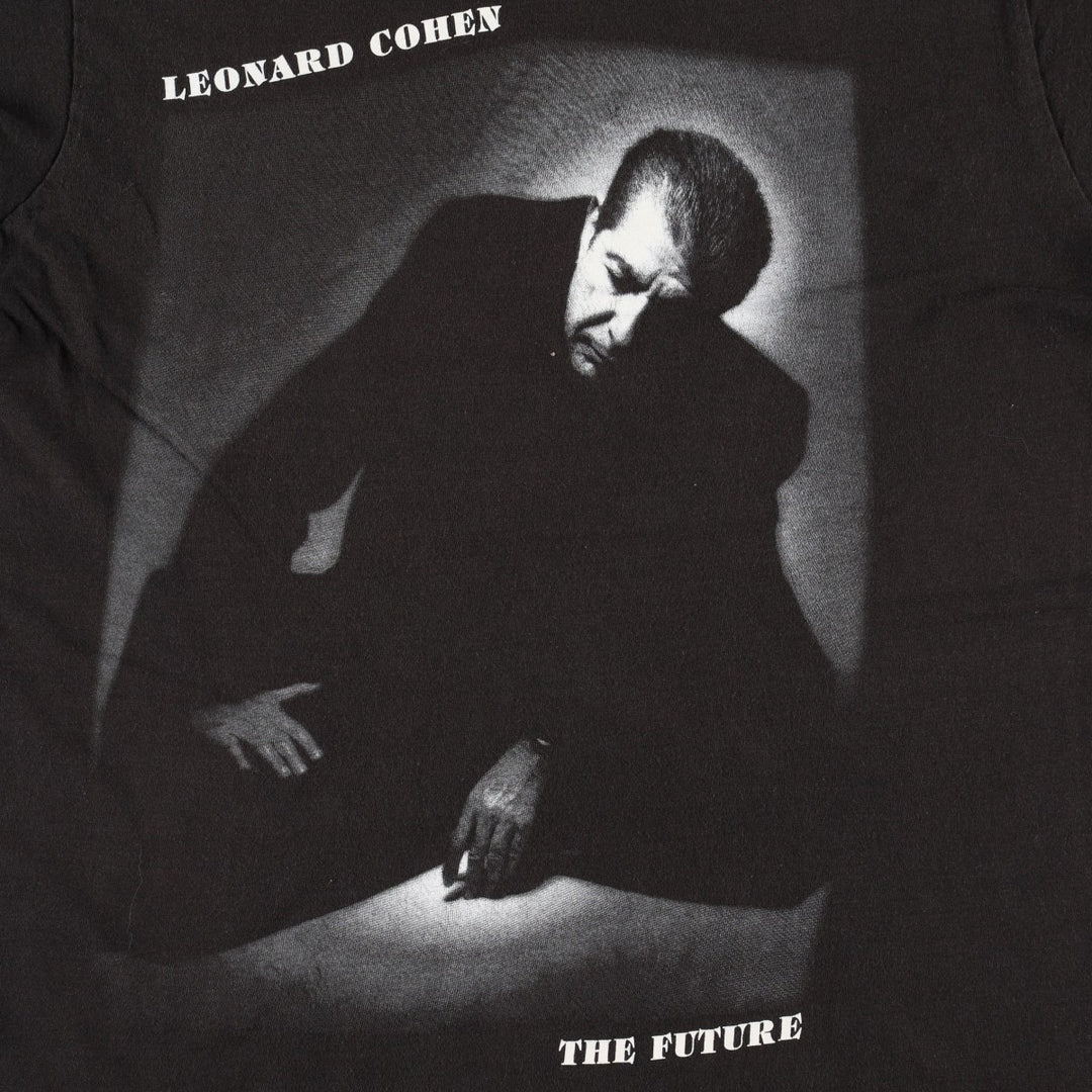 90'S Leonard Cohen album The Future band t-shirt, men's size L equivalent, vintage. cotton black type Vintage Second Hand