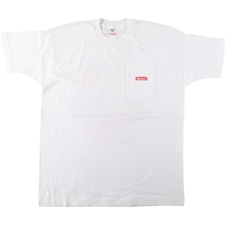 Vintage 90'S Fruit of the Loom Marlboro advertising T-shirt, Made in USA, Men's XL cotton white type Vintage Second Hand