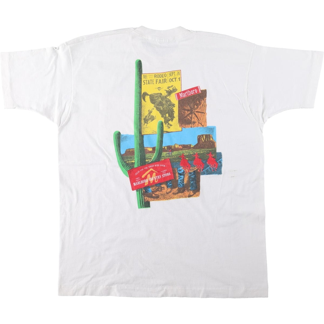Vintage 90'S Fruit of the Loom Marlboro advertising T-shirt, Made in USA, Men's XL cotton white type Vintage Second Hand