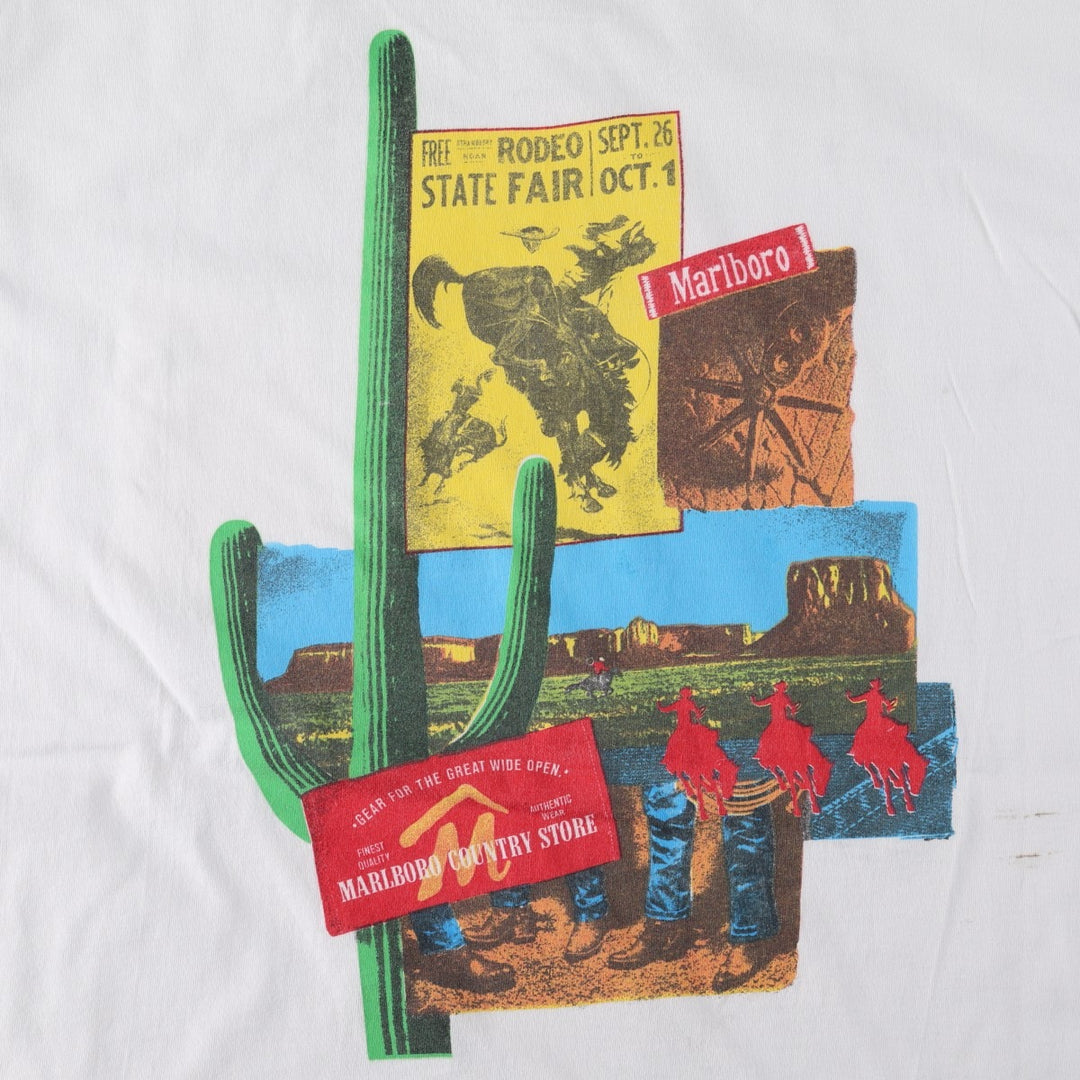 Vintage 90'S Fruit of the Loom Marlboro advertising T-shirt, Made in USA, Men's XL cotton white type Vintage Second Hand