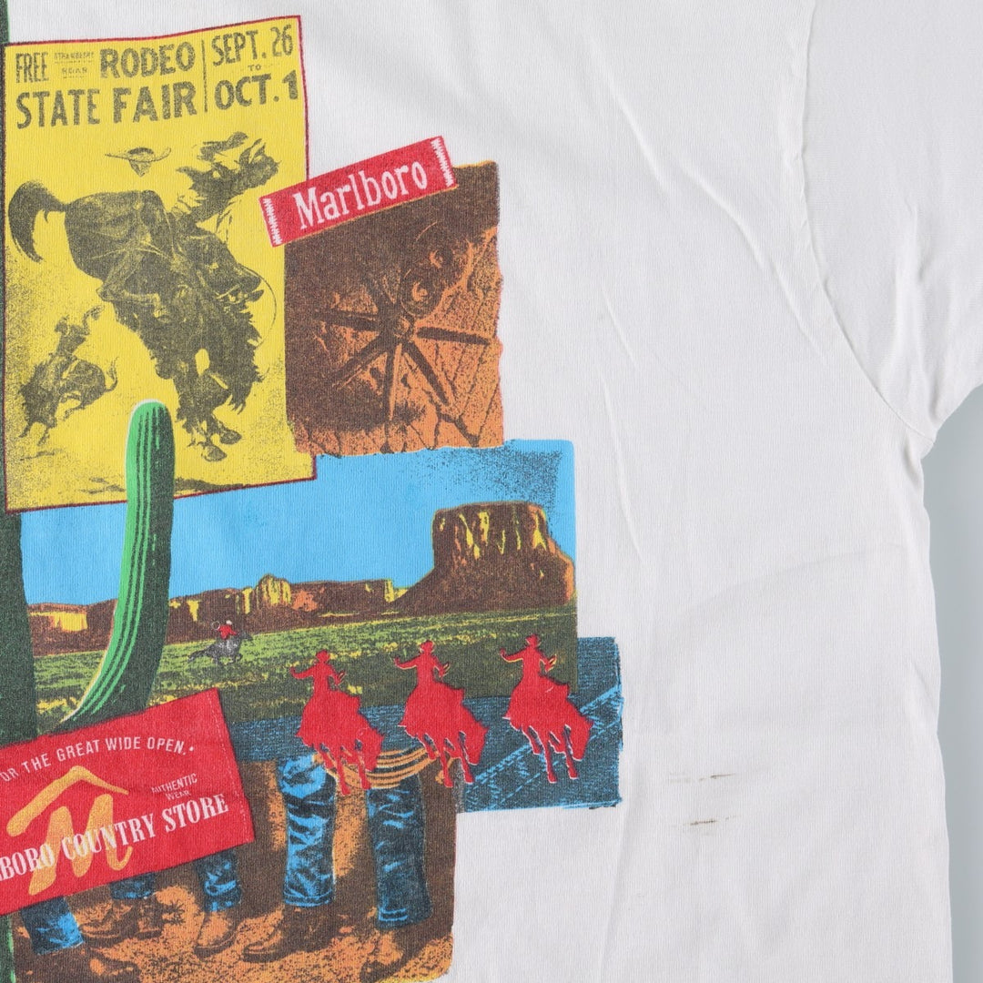 Vintage 90'S Fruit of the Loom Marlboro advertising T-shirt, Made in USA, Men's XL cotton white type Vintage Second Hand