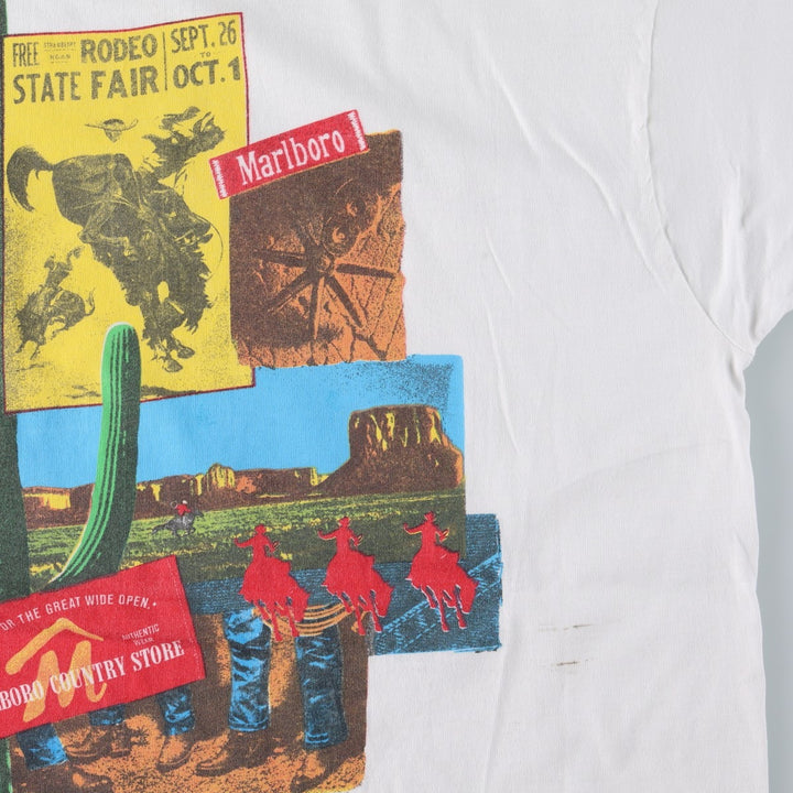 Vintage 90'S Fruit of the Loom Marlboro advertising T-shirt, Made in USA, Men's XL cotton white type Vintage Second Hand