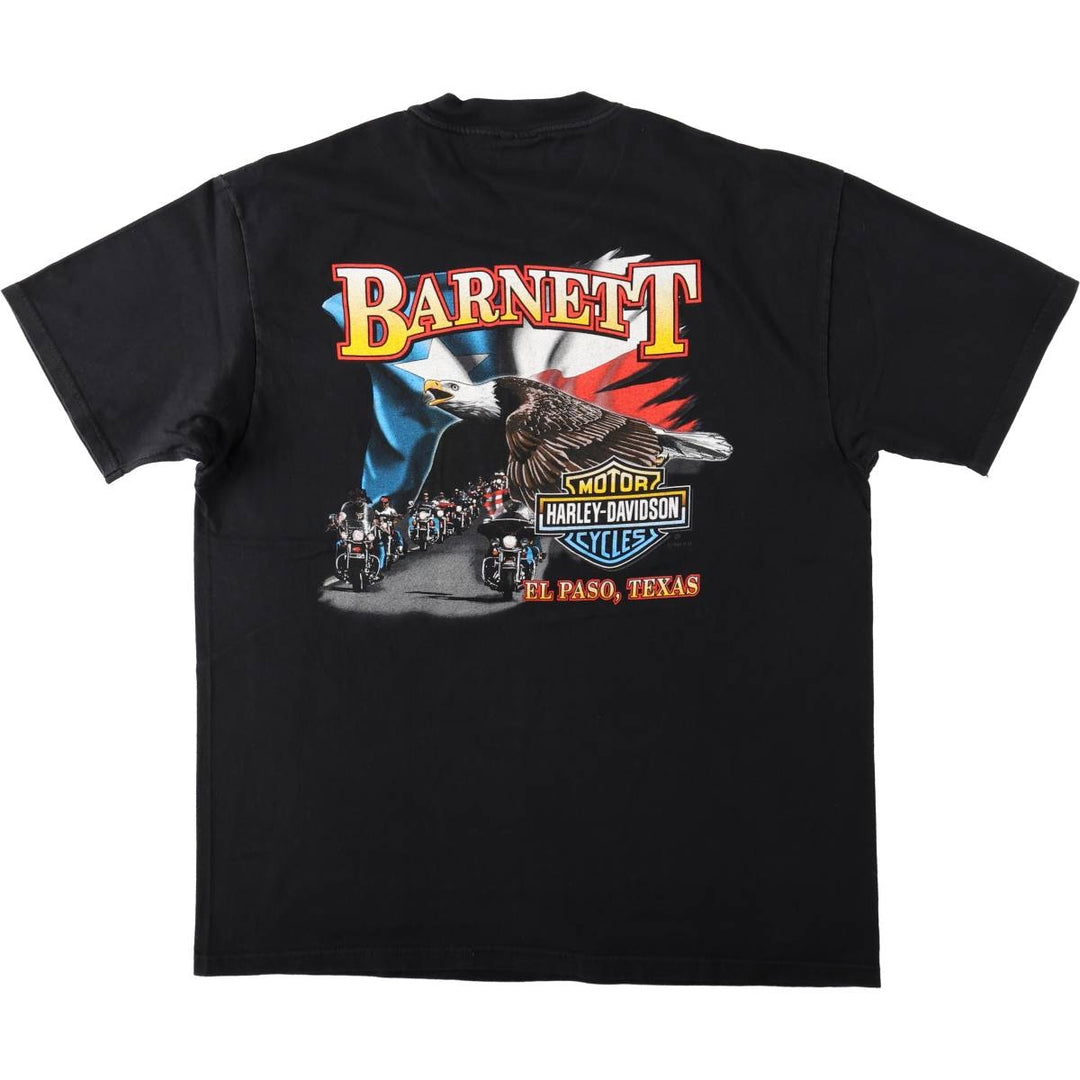 90'S Harley Davidson Eagle Pattern Motorcycle Bike T-shirt Made in USA Men's XL Vintage cotton black type Vintage Second Hand