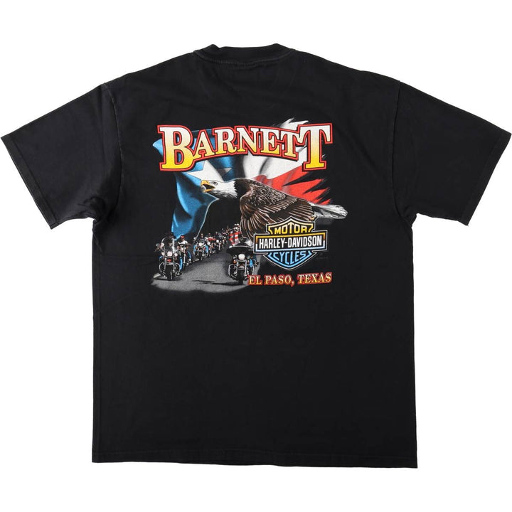 90'S Harley Davidson Eagle Pattern Motorcycle Bike T-shirt Made in USA Men's XL Vintage cotton black type Vintage Second Hand