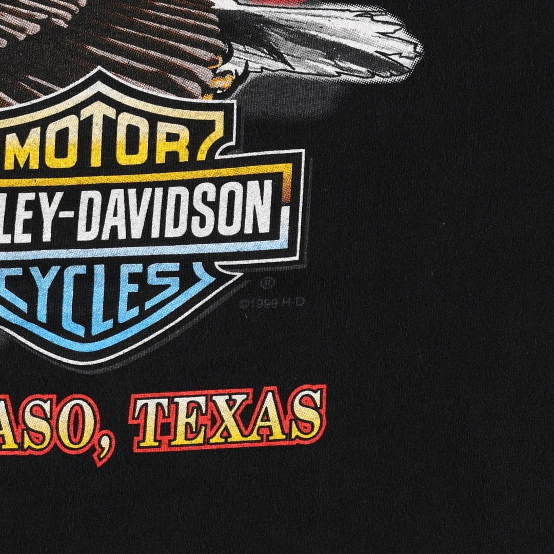 90'S Harley Davidson Eagle Pattern Motorcycle Bike T-shirt Made in USA Men's XL Vintage cotton black type Vintage Second Hand