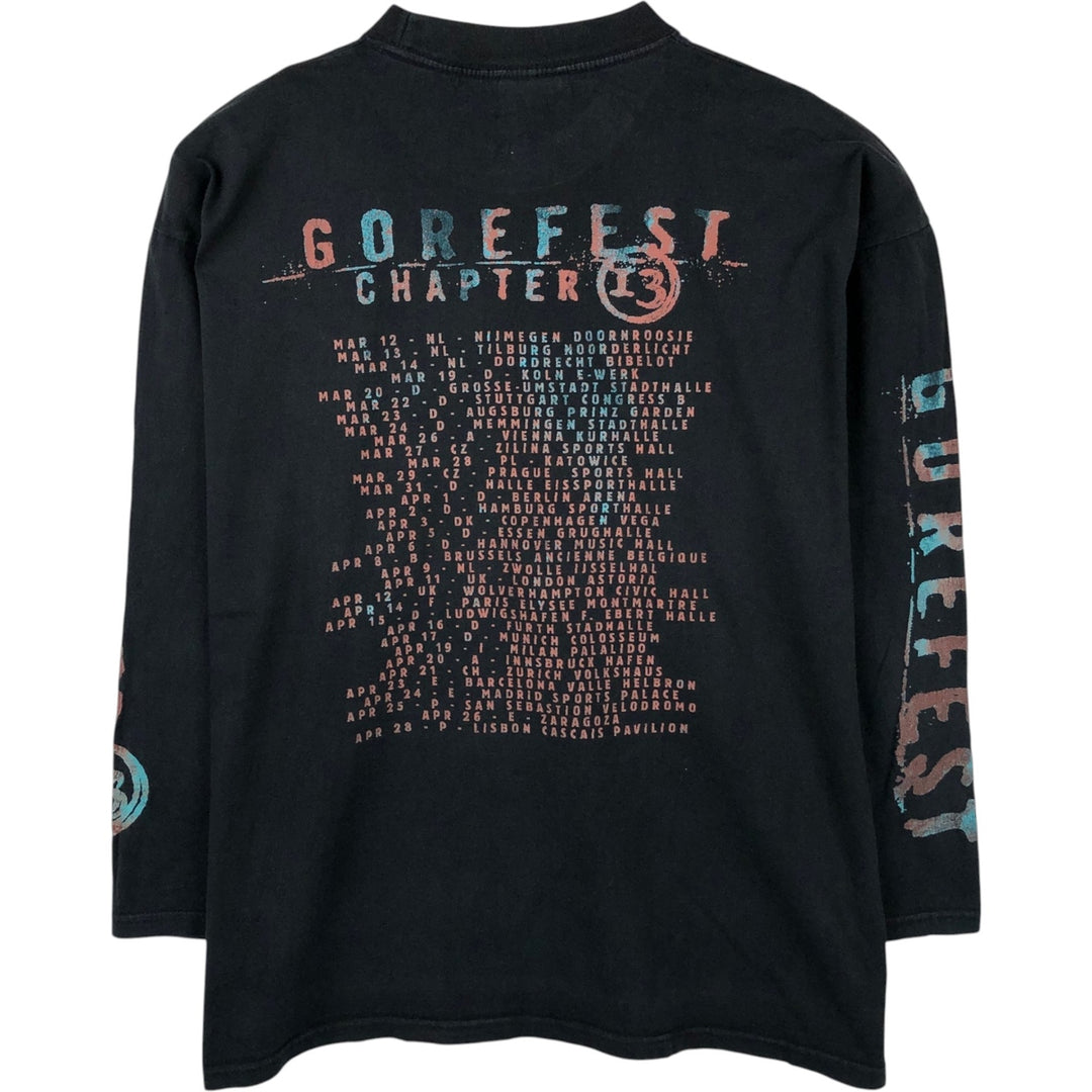 90'S B and C GOREFEST Long-Sleeve Band T-Shirt, Men's XL (approx.), Vintage cotton black type Vintage Second Hand