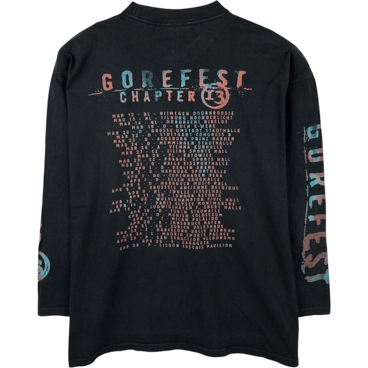 90'S B and C GOREFEST Long-Sleeve Band T-Shirt, Men's XL (approx.), Vintage cotton black type Vintage Second Hand