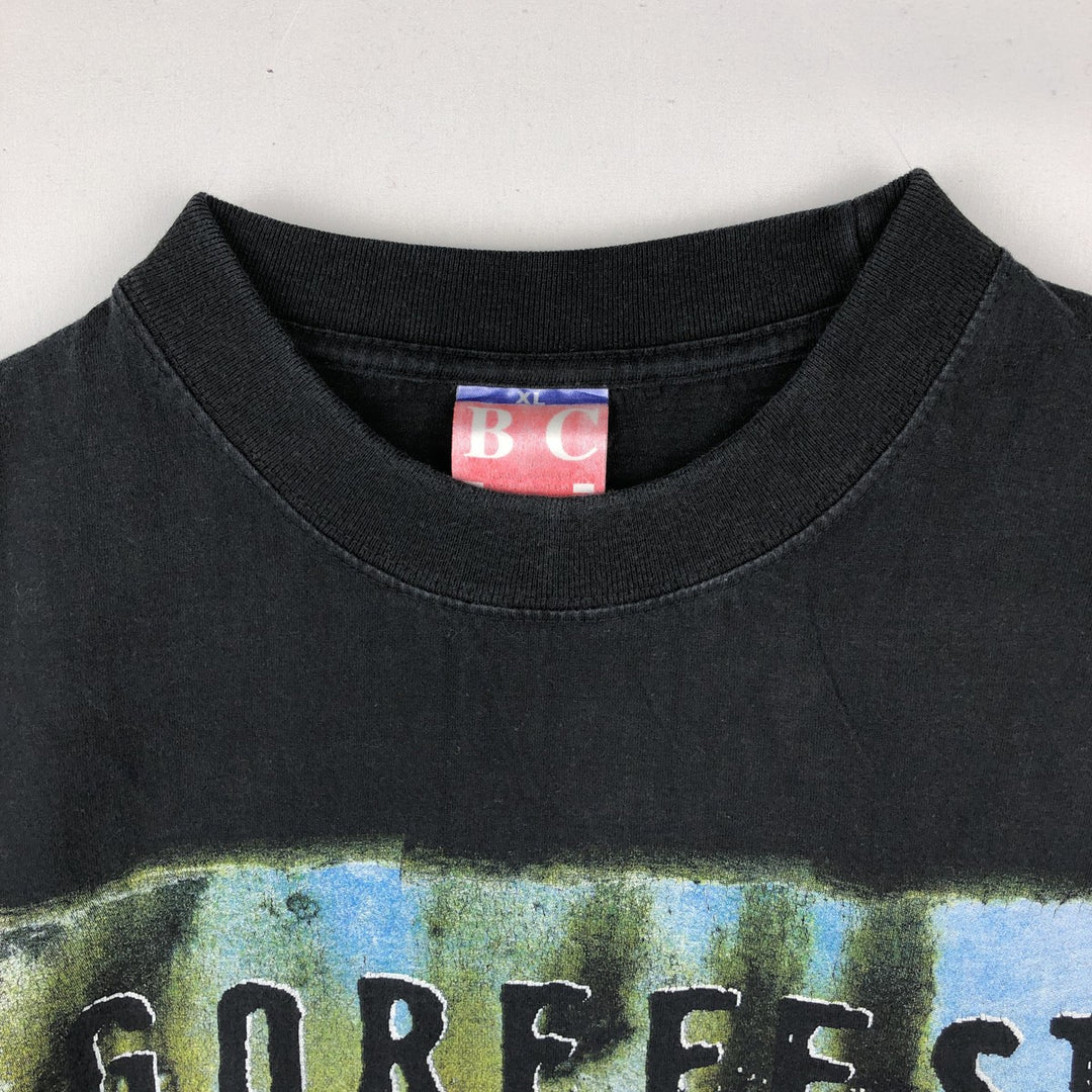 90'S B and C GOREFEST Long-Sleeve Band T-Shirt, Men's XL (approx.), Vintage cotton black type Vintage Second Hand