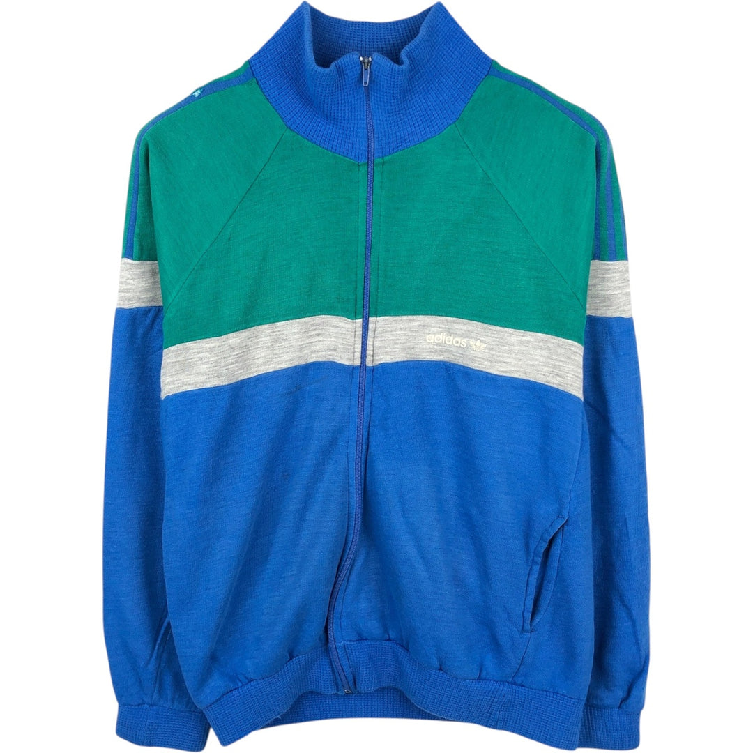 1980'S Adidas full-zip sweatshirt, made in France, men's size M equivalent, vintage. acrylic blue type Vintage Second Hand