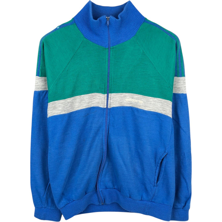 1980'S Adidas full-zip sweatshirt, made in France, men's size M equivalent, vintage. acrylic blue type Vintage Second Hand