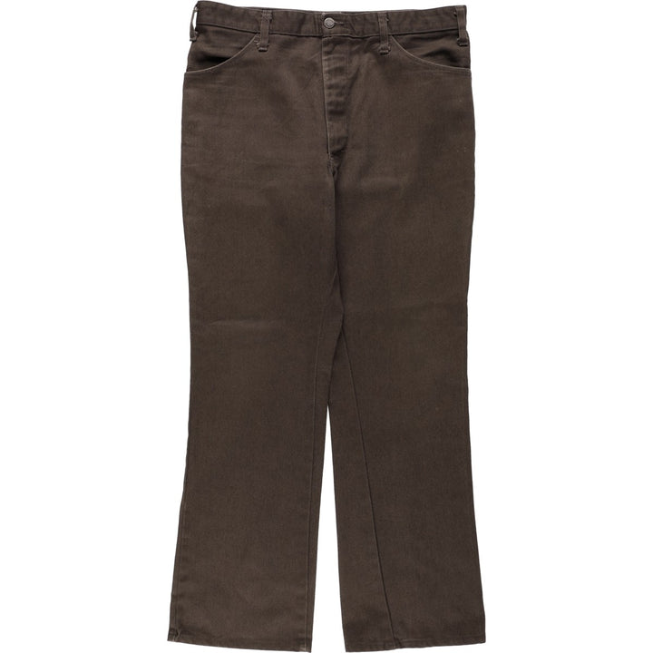 70s-80'S Dickies work pants, flare pants, made in USA, men's size W35 equivalent, vintage. polyester brown type Vintage Second Hand