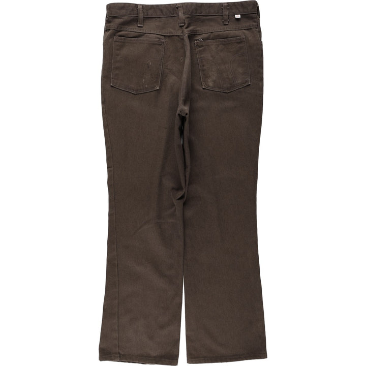70s-80'S Dickies work pants, flare pants, made in USA, men's size W35 equivalent, vintage. polyester brown type Vintage Second Hand
