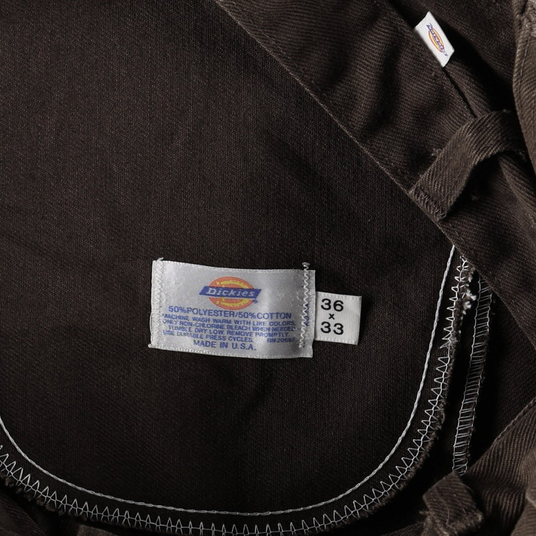 70s-80'S Dickies work pants, flare pants, made in USA, men's size W35 equivalent, vintage. polyester brown type Vintage Second Hand