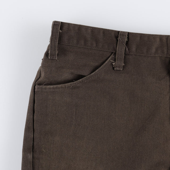 70s-80'S Dickies work pants, flare pants, made in USA, men's size W35 equivalent, vintage. polyester brown type Vintage Second Hand