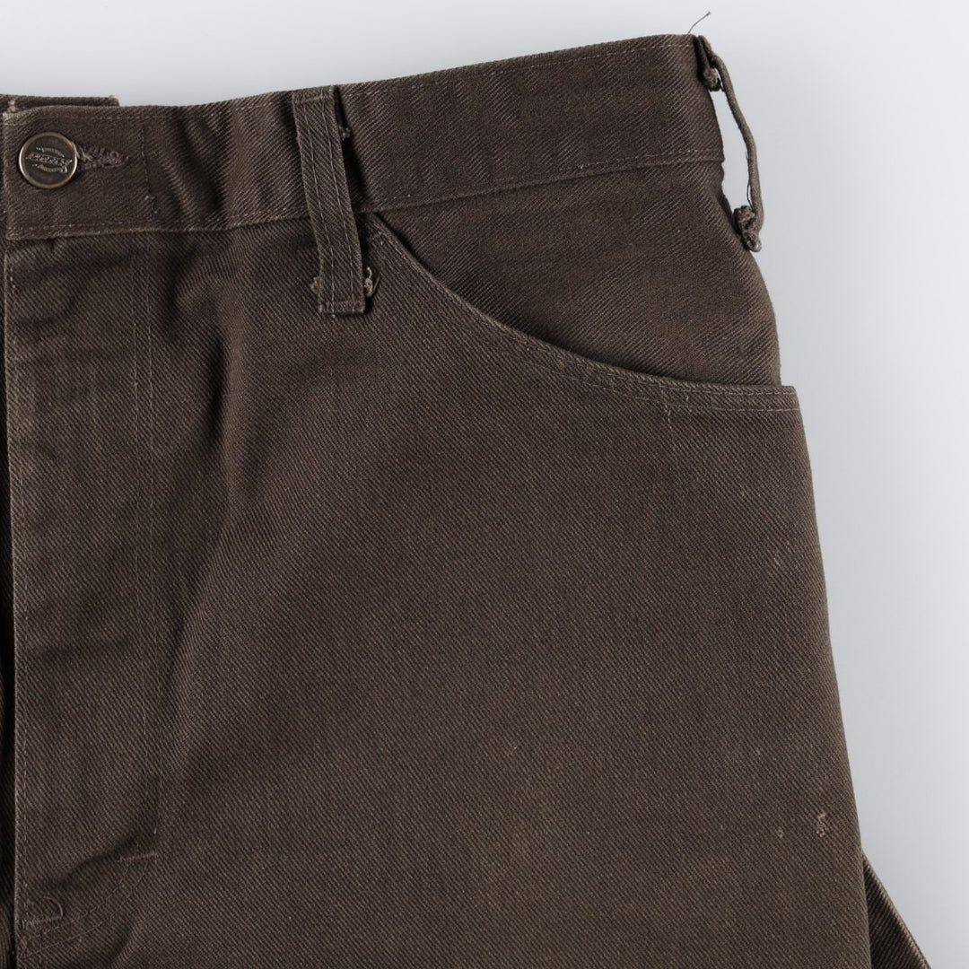 70s-80'S Dickies work pants, flare pants, made in USA, men's size W35 equivalent, vintage. polyester brown type Vintage Second Hand