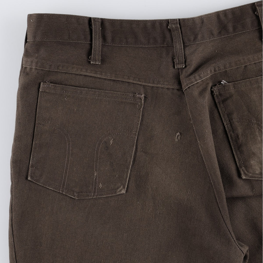 70s-80'S Dickies work pants, flare pants, made in USA, men's size W35 equivalent, vintage. polyester brown type Vintage Second Hand