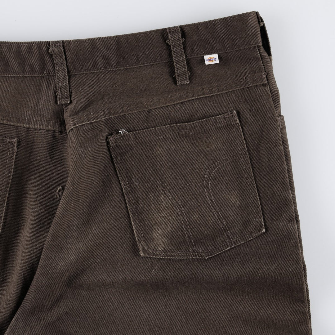 70s-80'S Dickies work pants, flare pants, made in USA, men's size W35 equivalent, vintage. polyester brown type Vintage Second Hand