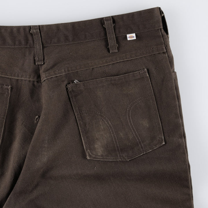 70s-80'S Dickies work pants, flare pants, made in USA, men's size W35 equivalent, vintage. polyester brown type Vintage Second Hand
