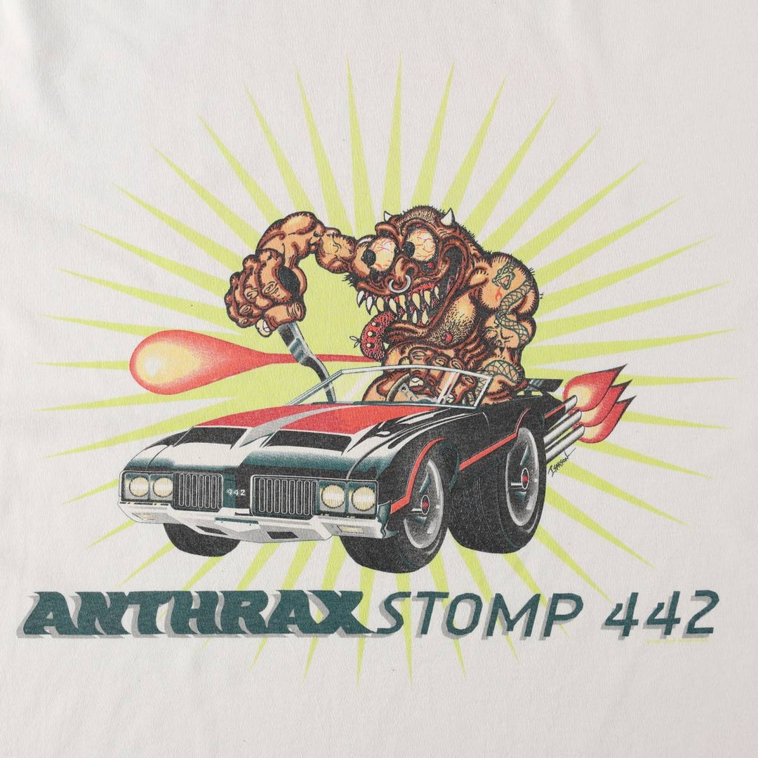 Anthrax Ringer T-shirt, Men's Size M (approx.) unclear white type Vintage Second Hand