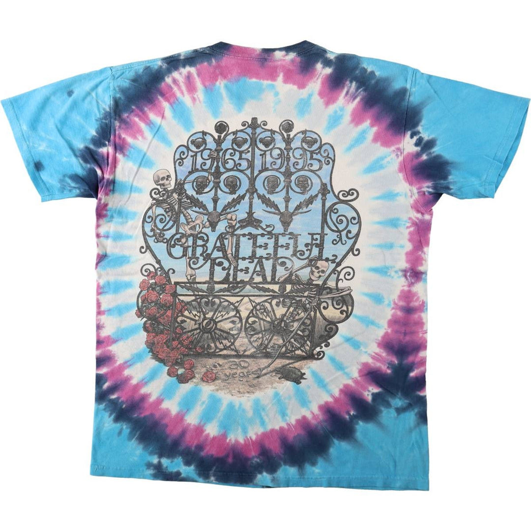90'S Grateful Dead Skull Pattern Tie-Dye Band T-Shirt, Men's XL (approx.), Vintage unclear white type Vintage Second Hand