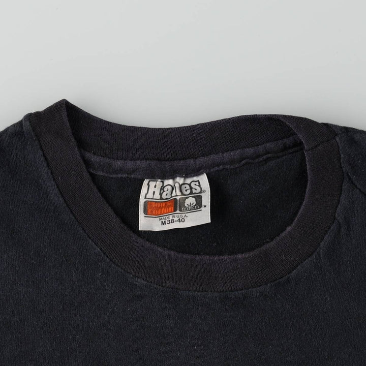 80'S Hanes Band T-Shirt, Made in USA, Men's Size M (approx.) cotton black type Vintage Second Hand
