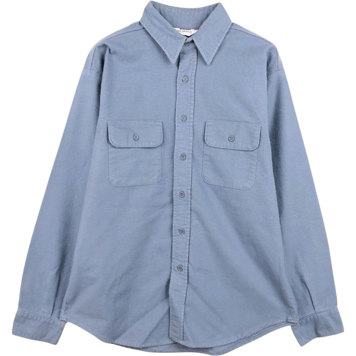 70s-80'S Five Brother Long Sleeve Chamois Cloth Shirt Made in USA Men's Size L Vintage unclear Blue type light blue Vintage Second Hand
