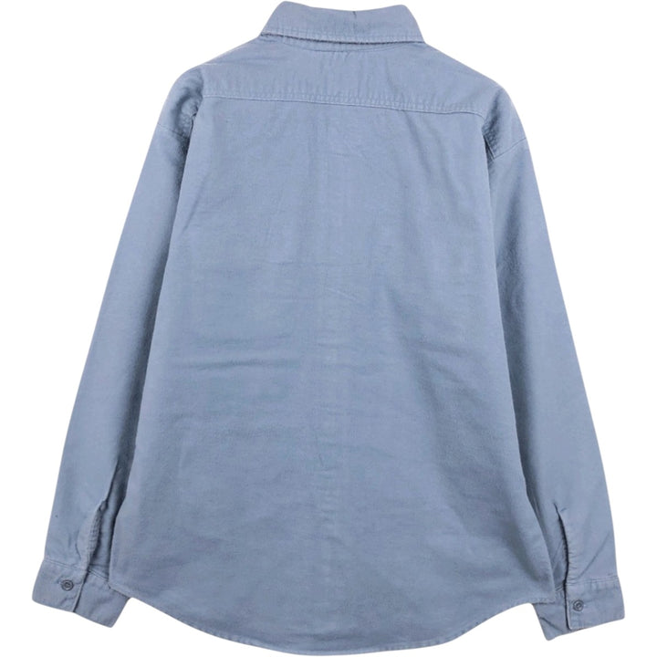 70s-80'S Five Brother Long Sleeve Chamois Cloth Shirt Made in USA Men's Size L Vintage unclear Blue type light blue Vintage Second Hand