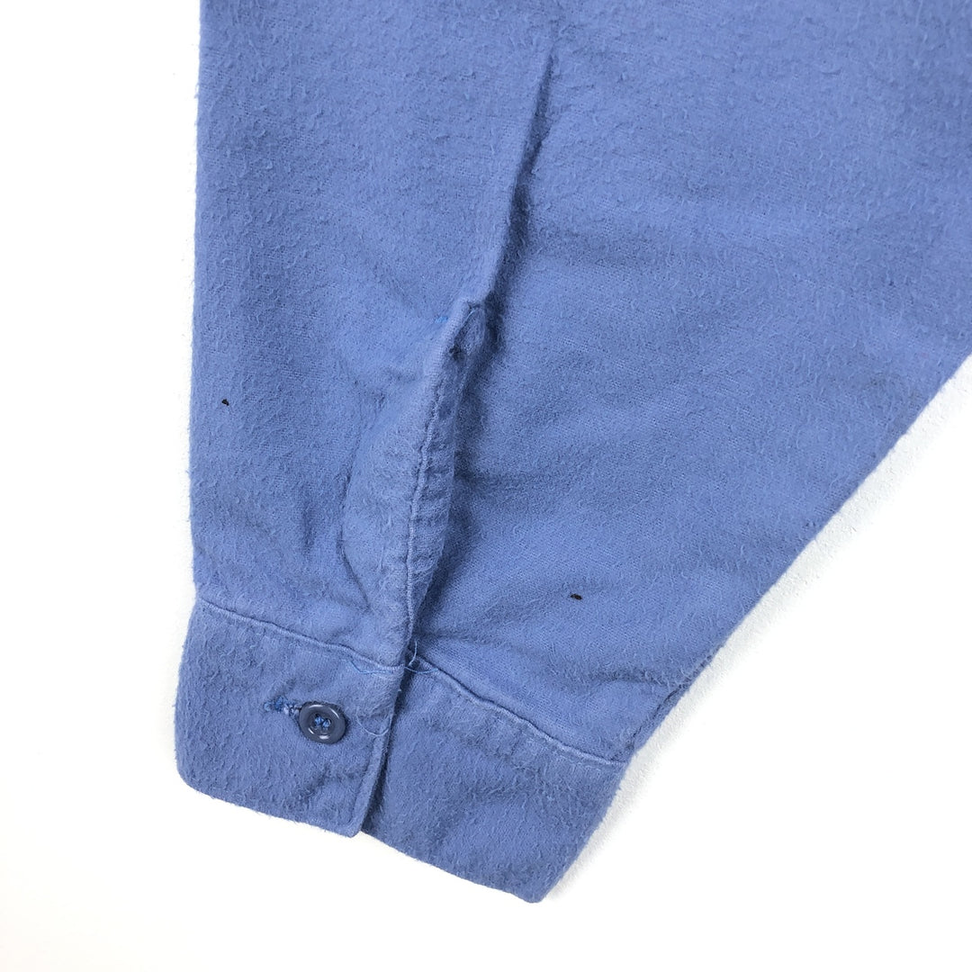 70s-80'S Five Brother Long Sleeve Chamois Cloth Shirt Made in USA Men's Size L Vintage unclear Blue type light blue Vintage Second Hand