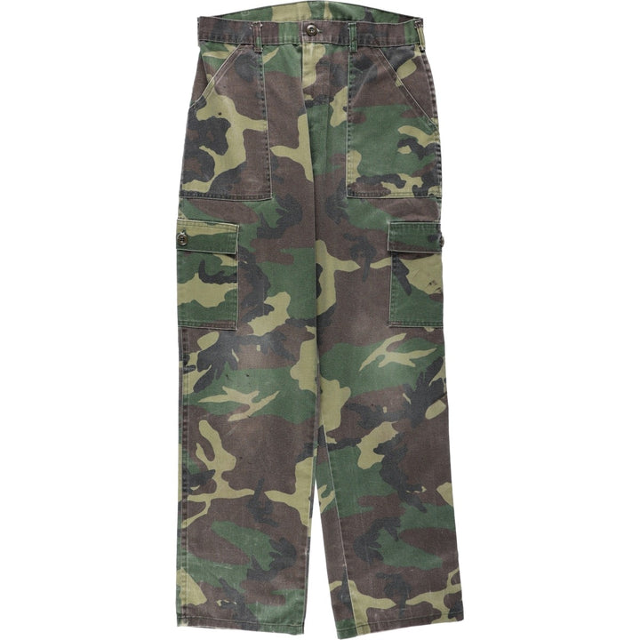 Civilian-made camouflage pattern woodland camo military cargo pants, made in USA, men's size W32 equivalent, vintage. unclear Khaki type Vintage Second Hand