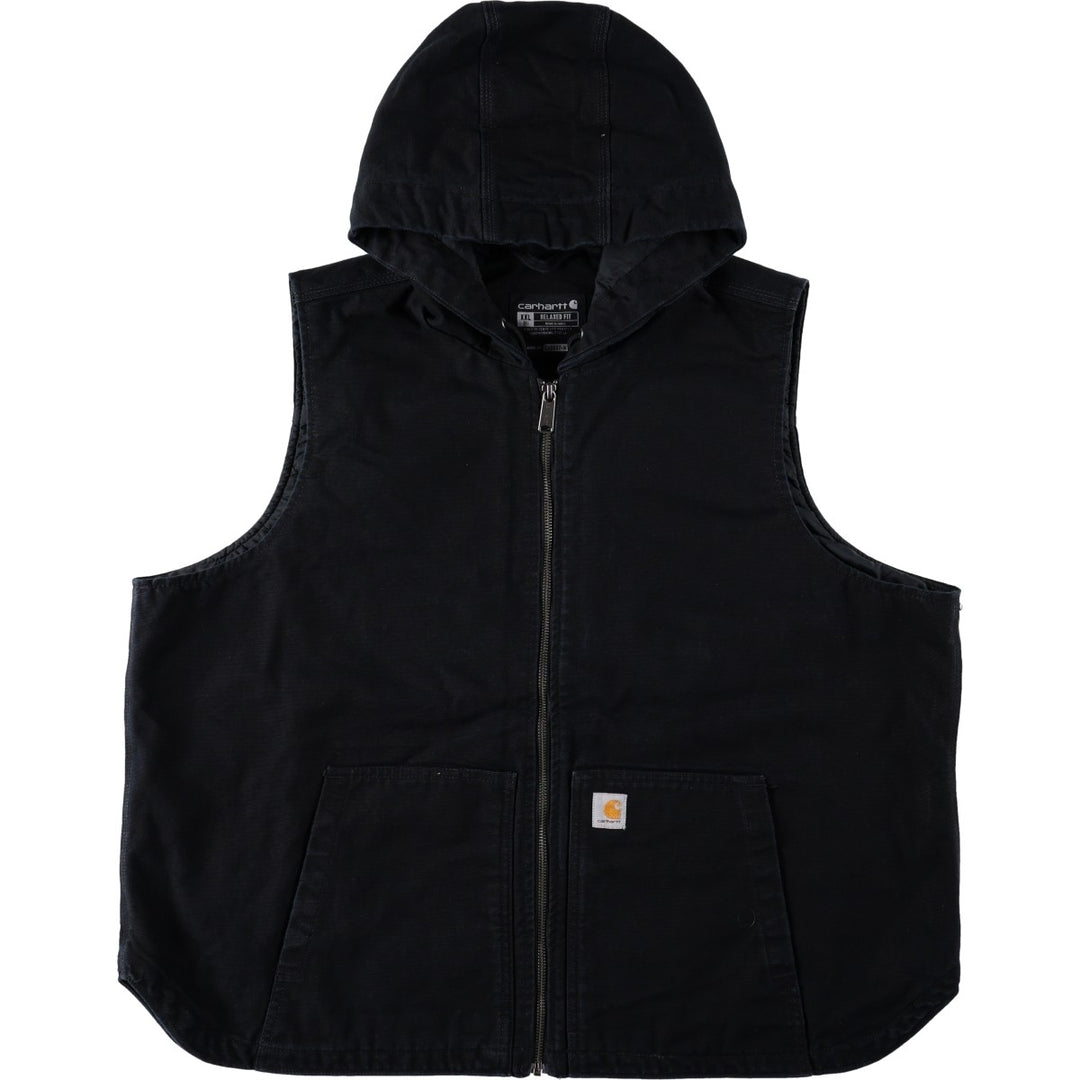 Carhartt Relaxed Fit Padded Hooded Duck Vest, Women's XXL (approx.) cotton black type Vintage Second Hand
