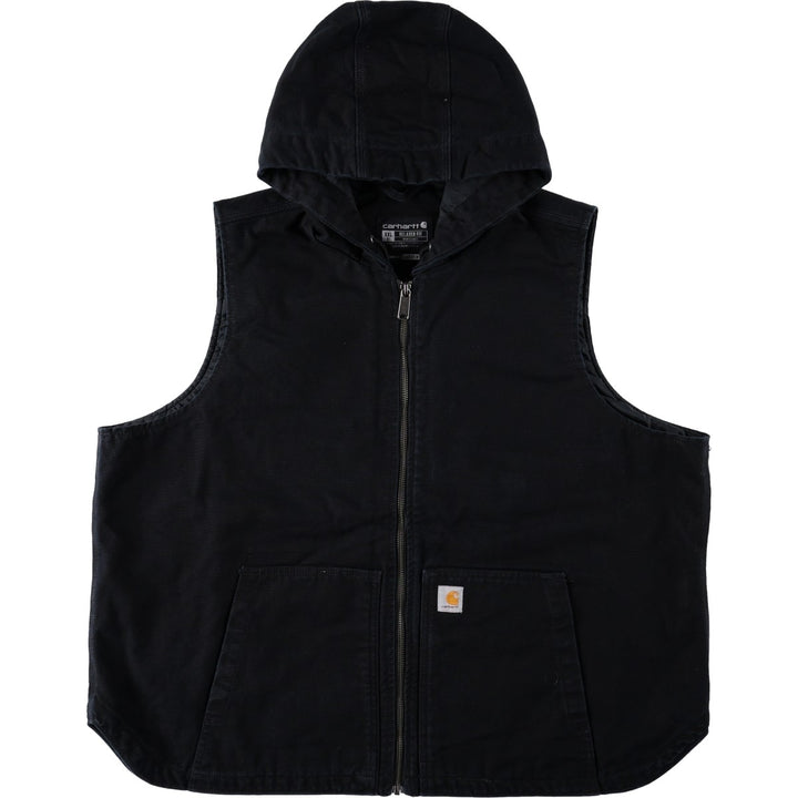 Carhartt Relaxed Fit Padded Hooded Duck Vest, Women's XXL (approx.) cotton black type Vintage Second Hand