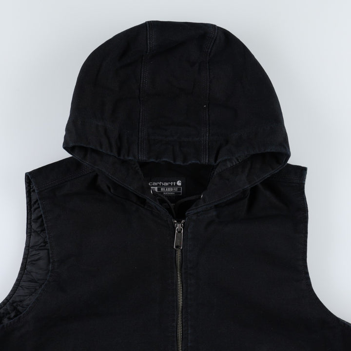Carhartt Relaxed Fit Padded Hooded Duck Vest, Women's XXL (approx.) cotton black type Vintage Second Hand