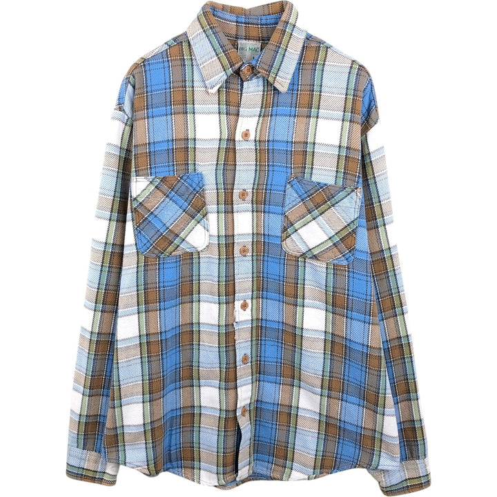 Big Mac JCPenney Check Pattern Long-Sleeve Flannel Check Shirt, Made in USA, Men's Size M cotton Blue type light blue Vintage Second Hand