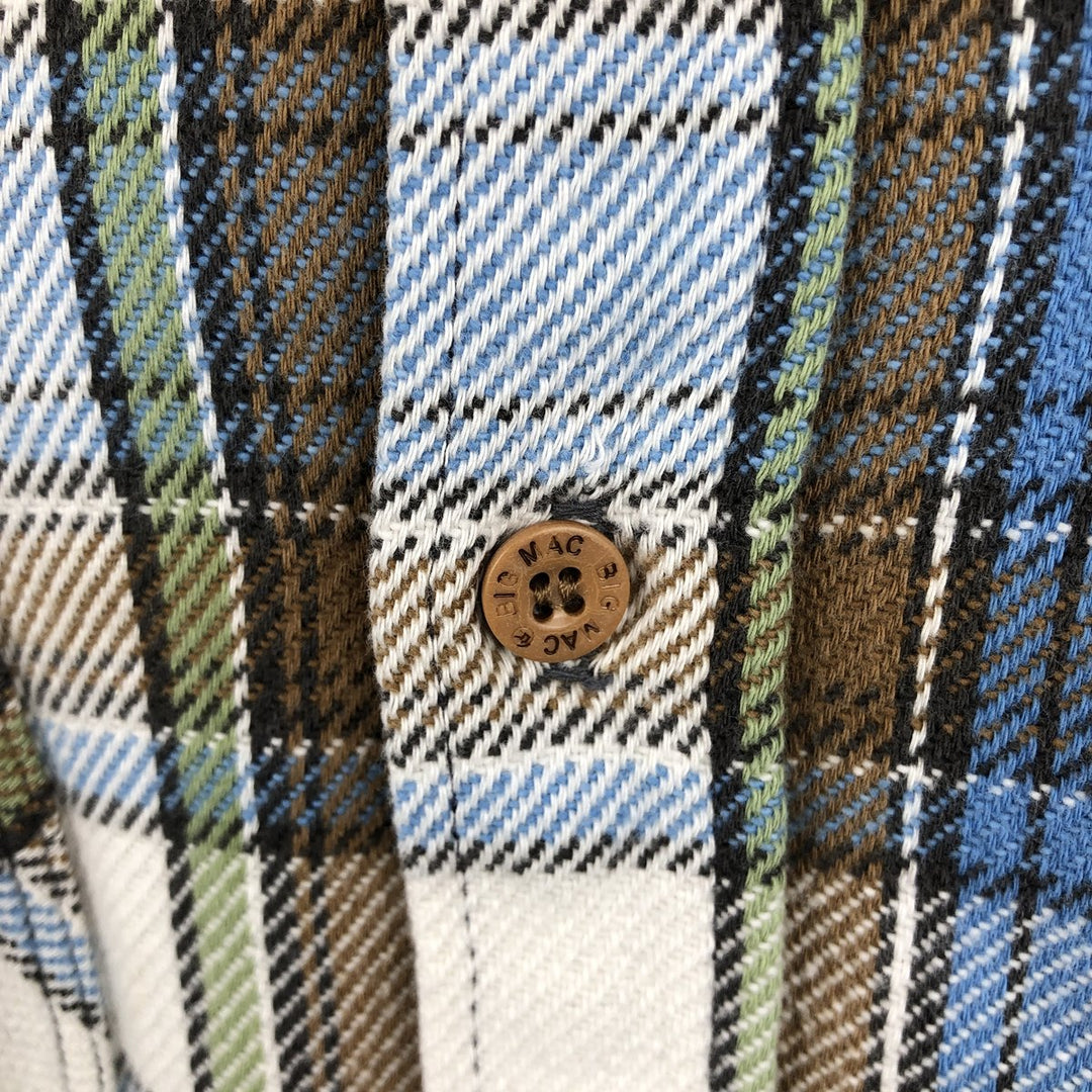 Big Mac JCPenney Check Pattern Long-Sleeve Flannel Check Shirt, Made in USA, Men's Size M cotton Blue type light blue Vintage Second Hand
